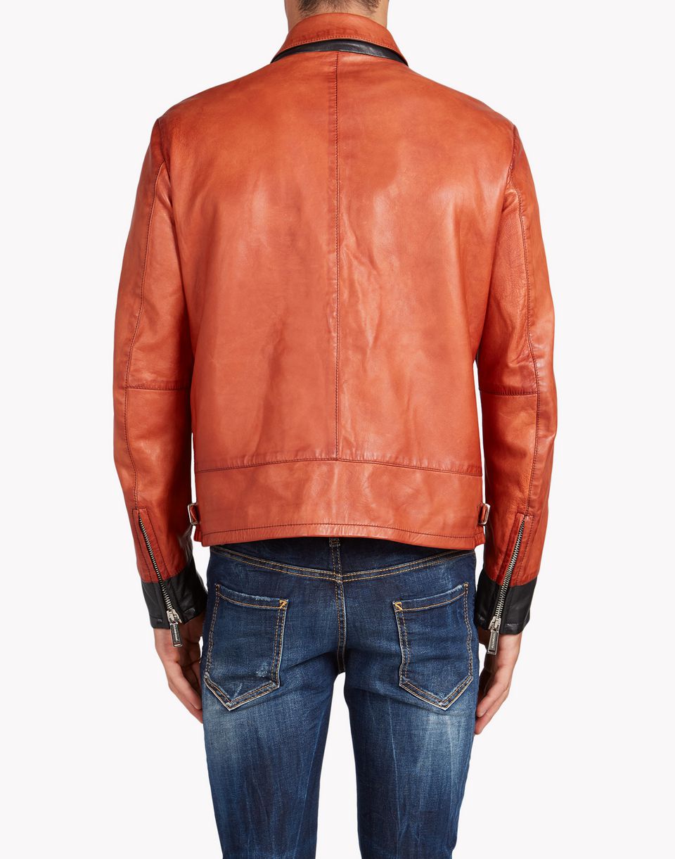 Dsquared2 Palms Patch Leather Jacket, Leather Outerwear Men Dsquared2