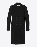 70's Caban Coat in Black Felted Virgin Wool