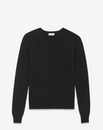 Klassischer Pullover mit Rundhalsausschnitt aus schwarzer Merinowolle.