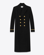 Klassische Offiziersjacke im 70er-Look aus schwarzer Wolle und Nylon