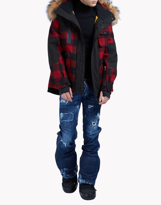 fur-trimmed buffalo check ski parka coats & jackets Man Dsquared2