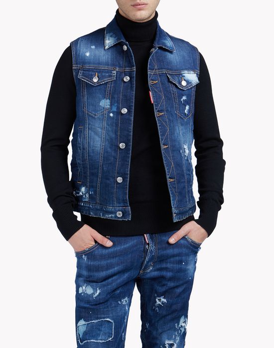 technical ski denim vest coats & jackets Man Dsquared2