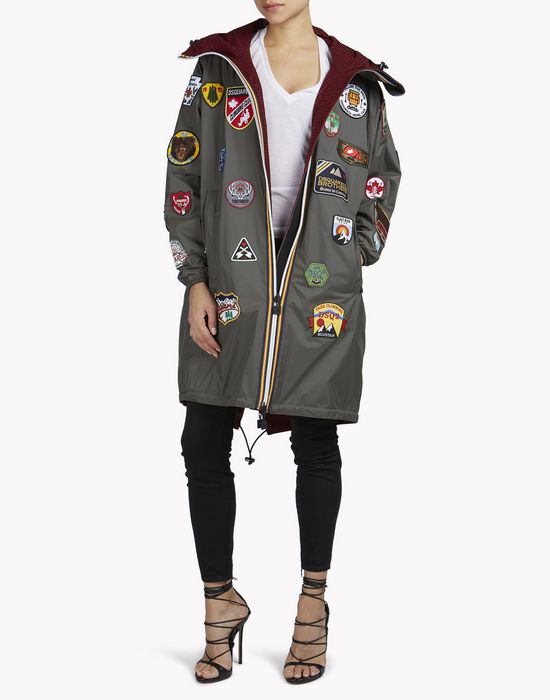 k-way patch reversible windbreaker parka coats & jackets Woman Dsquared2