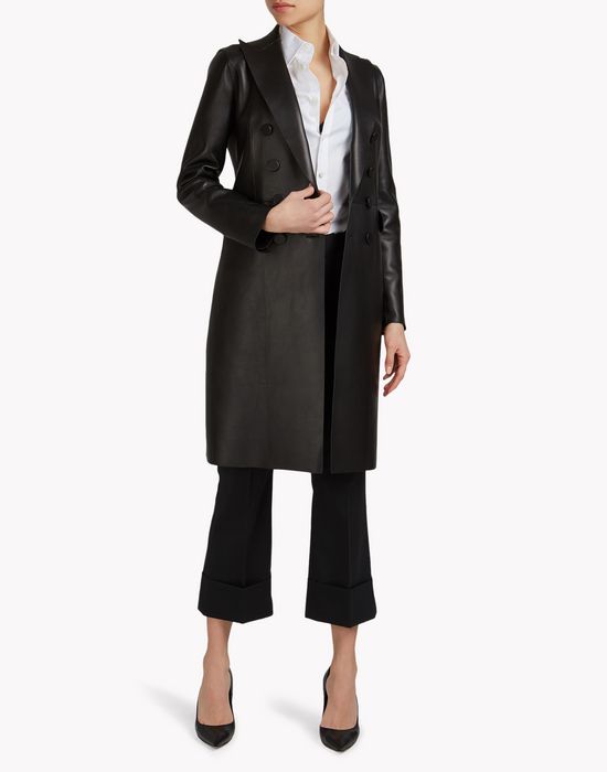 leather trench coat coats & jackets Woman Dsquared2