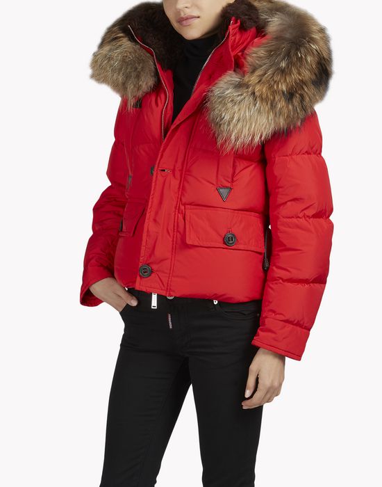fur hood puffer jacket coats & jackets Woman Dsquared2