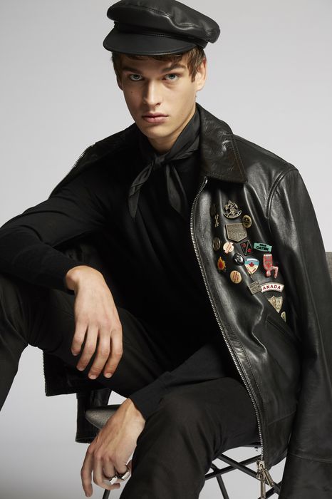 scout pins leather jacket coats & jackets Man Dsquared2