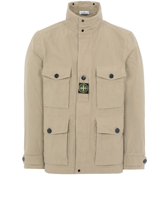 Stone Island Cotton Compass-motif Jacket in Yellow Natural for Men Mens Clothing Jackets Casual jackets 