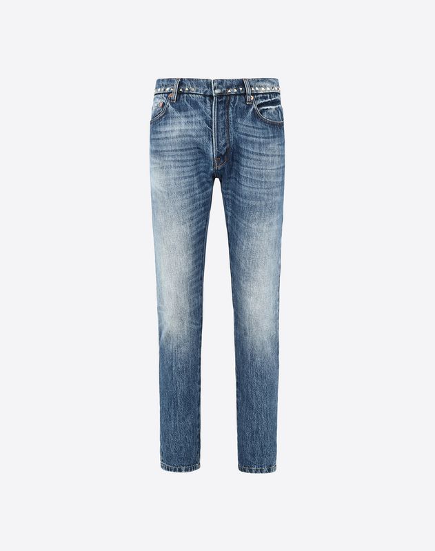 Valentino Uomo ROCKSTUD UNTITLED DENIM CHINOS, Pants And Jeans for Men