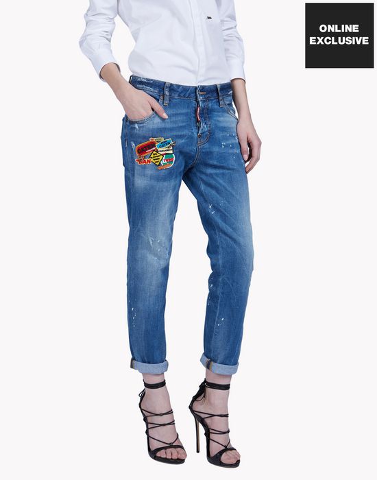 patched pin jeans denim Woman Dsquared2