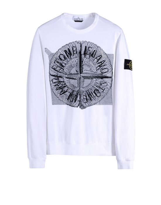 STONE ISLAND CREW NECK T-SHIRT WITH LOGO LETTERING Man White