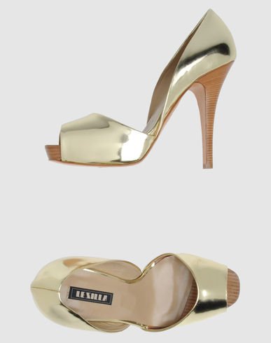 Le Silla Gold Peep Toe Shoes from Yoox 