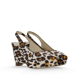 STELLA McCARTNEY, Wedges, Nathalie Leopard Print Canvas Wedges 100mm