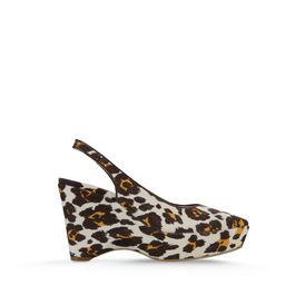 STELLA McCARTNEY, Wedges, Nathalie Leopard Print Canvas Wedges 100mm
