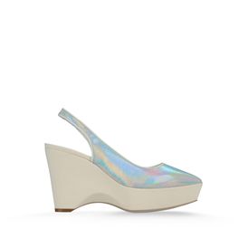 STELLA McCARTNEY, Wedges, Nathalie Hologram and Canvas Wedges 100mm