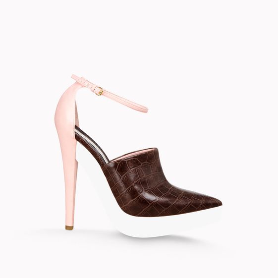 Stella McCartney, Décolletés Nere Christine Stampa Coccodrillo Cinturino alla Caviglia 135 mm