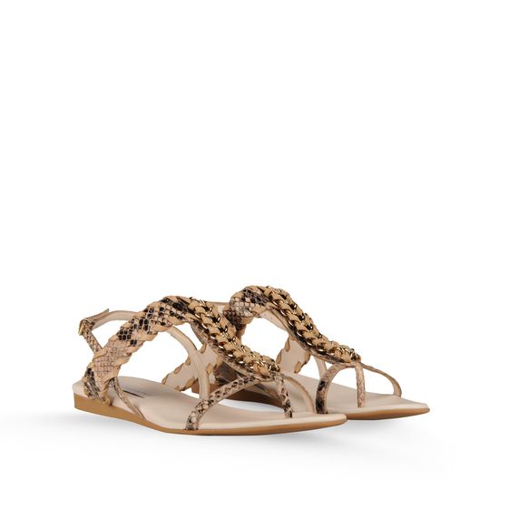 Stella McCartney, Sandali Grace in Pitone Ecologico con Catena