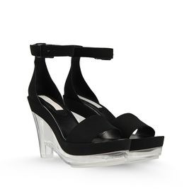 STELLA McCARTNEY, Sandals, Valerie Faux Suede Plexi Wedges