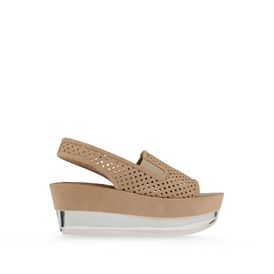 STELLA McCARTNEY, Wedges, Lindsey Perforated Faux Suede Plexi Wedges