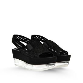 STELLA McCARTNEY, Wedges, Lindsey Perforated Faux Suede Plexi Wedges