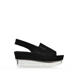STELLA McCARTNEY, Wedges, Lindsey Perforated Faux Suede Plexi Wedges