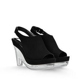 STELLA McCARTNEY, Sandals, Gloria Faux Suede Plexi Wedges