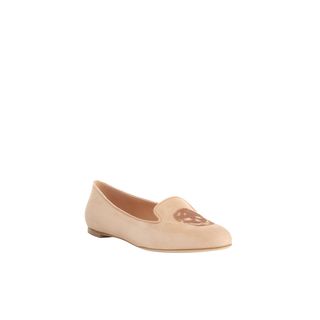 ALEXANDER MCQUEEN, Flats, Sequin Skull Suede Slippers
