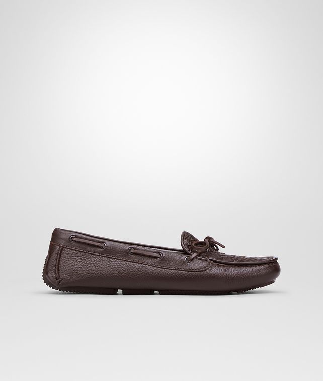 BOTTEGA VENETA Espresso Intrecciato Washed Cervo Moccasin Flat D fp