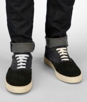 Bottega Veneta® Nero Ardoise Intrecciato Suede Sneaker Bottega Veneta® Nero Ardoise Intrecciato Suede Sneaker