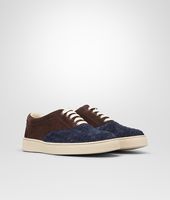 Bottega Veneta® Prusse Espresso Intrecciato Suede Sneaker Bottega Veneta® Prusse Espresso Intrecciato Suede Sneaker