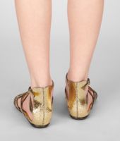 Bottega Veneta® Yellow Gold Goatskin Sandal Bottega Veneta® Yellow Gold Goatskin Sandal