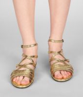 Bottega Veneta® Yellow Gold Goatskin Sandal Bottega Veneta® Yellow Gold Goatskin Sandal
