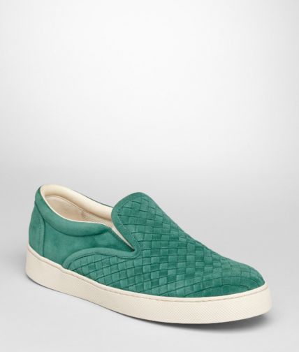 BOTTEGA VENETA - Menthe Intrecciato Suede Sneaker