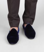 Bottega Veneta® Slipper aus weichem Ziegenleder und Samt Prusse Bottega Veneta® Slipper aus weichem Ziegenleder und Samt Prusse