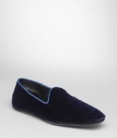 Bottega Veneta® Slipper aus weichem Ziegenleder und Samt Prusse Bottega Veneta® Slipper aus weichem Ziegenleder und Samt Prusse