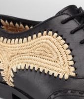 Bottega Veneta® Schnürschuh aus Stroh und Brunissable Leder Nero Naturale Bottega Veneta® Schnürschuh aus Stroh und Brunissable Leder Nero Naturale
