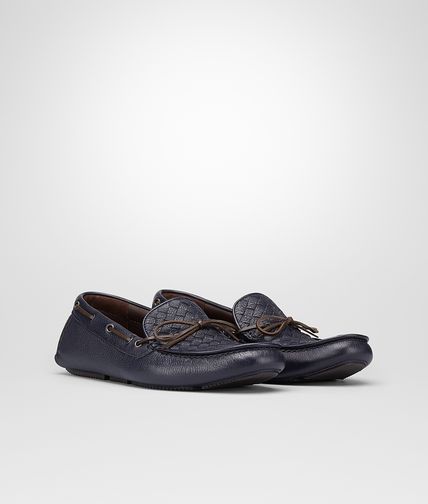 BOTTEGA VENETA - Prusse Intrecciato Washed Cervo Moccasin