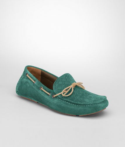 BOTTEGA VENETA - Menthe Intrecciato Suede Moccasin