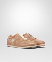 Bottega Veneta® Walnut Alabastre Intrecciato Smooth Chevre Suede Ayers Sneaker Bottega Veneta® Walnut Alabastre Intrecciato Smooth Chevre Suede Ayers Sneaker