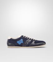 Bottega Veneta® Prusse Électrique Intrecciato Smooth Chevre Suede Ayers Sneaker Bottega Veneta® Prusse Électrique Intrecciato Smooth Chevre Suede Ayers Sneaker