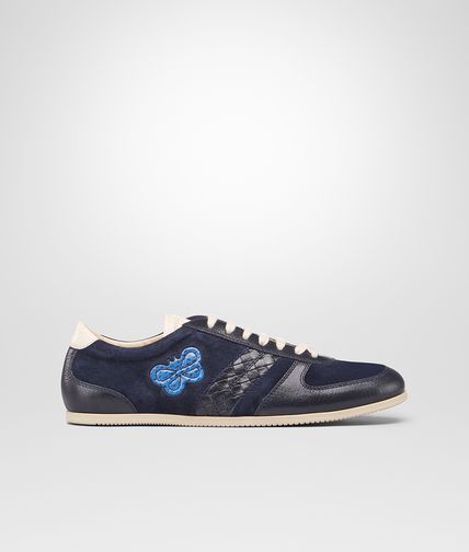 BOTTEGA VENETA - Prusse Électrique Intrecciato Smooth Chevre Suede Ayers Sneaker