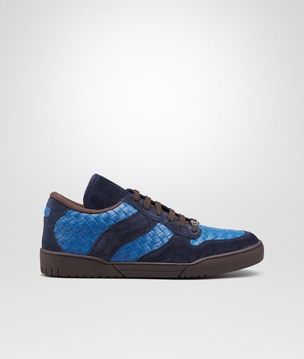 BOTTEGA VENETA - Sneaker Prusse ed Électrique in Camoscio e Calf Intrecciato