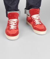 Bottega Veneta® Fraise New Red Intrecciato Calf Suede Sneaker Bottega Veneta® Fraise New Red Intrecciato Calf Suede Sneaker