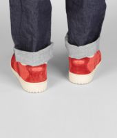 Bottega Veneta® Fraise New Red Intrecciato Calf Suede Sneaker Bottega Veneta® Fraise New Red Intrecciato Calf Suede Sneaker