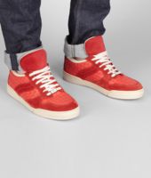 Bottega Veneta® Fraise New Red Intrecciato Calf Suede Sneaker Bottega Veneta® Fraise New Red Intrecciato Calf Suede Sneaker