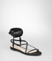 Bottega Veneta® Nero Intrecciato Nappa Sandal Bottega Veneta® Nero Intrecciato Nappa Sandal