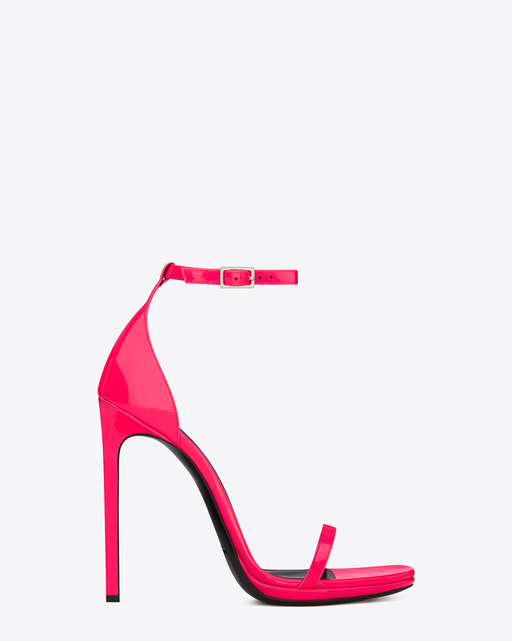 Saint Laurent CLASSIC JANE 110 ANKLE STRAP SANDAL IN NEON PINK ...  