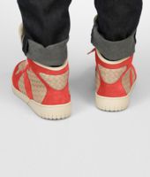 Bottega Veneta® Sneaker aus Kalbswildleder Intrecciato New Red und Walnut Bottega Veneta® Sneaker aus Kalbswildleder Intrecciato New Red und Walnut