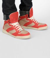 Bottega Veneta® Sneaker aus Kalbswildleder Intrecciato New Red und Walnut Bottega Veneta® Sneaker aus Kalbswildleder Intrecciato New Red und Walnut