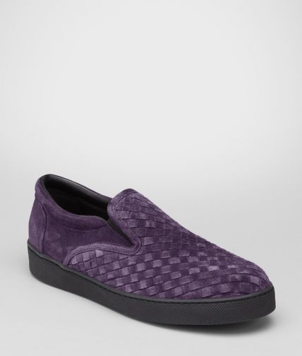 BOTTEGA VENETA - SNEAKERS PURPURA IN CAMOSCIO INTRECCIATO