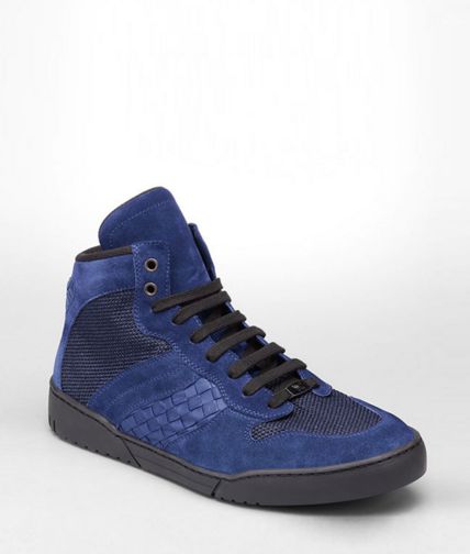 BOTTEGA VENETA - SNEAKERS ADMIRAL BLU IN CAMOSCIO INTRECCIATO E NAPPA MESH